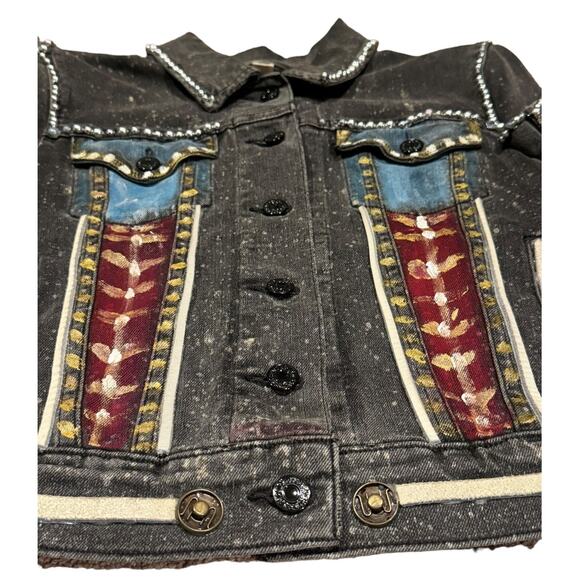 Levi’s Embellished Beaded Denim Jacket by Evelyn Taylor 1/1 jacket size small - Picture 5 of 13